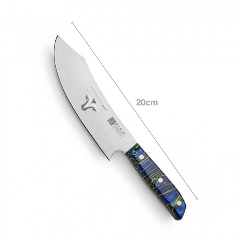 Faca Chefe Cabo Acrílico Sico Efeito Mármore Azul 20cm Faca Chefe Cabo Acrílico Sico Efeito Mármore Azul 20cm