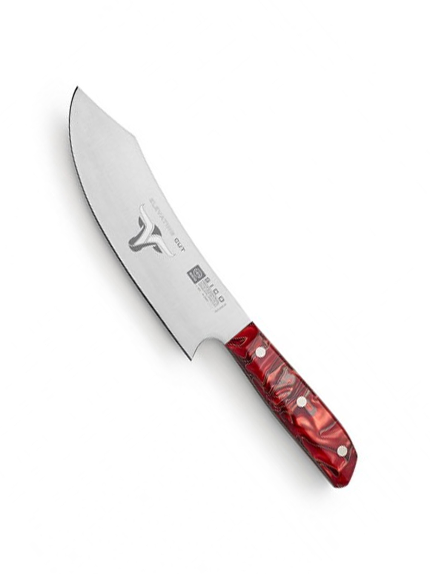 Faca Chefe Cabo Acrílico Sico Efeito Mármore Vermelho 20cm