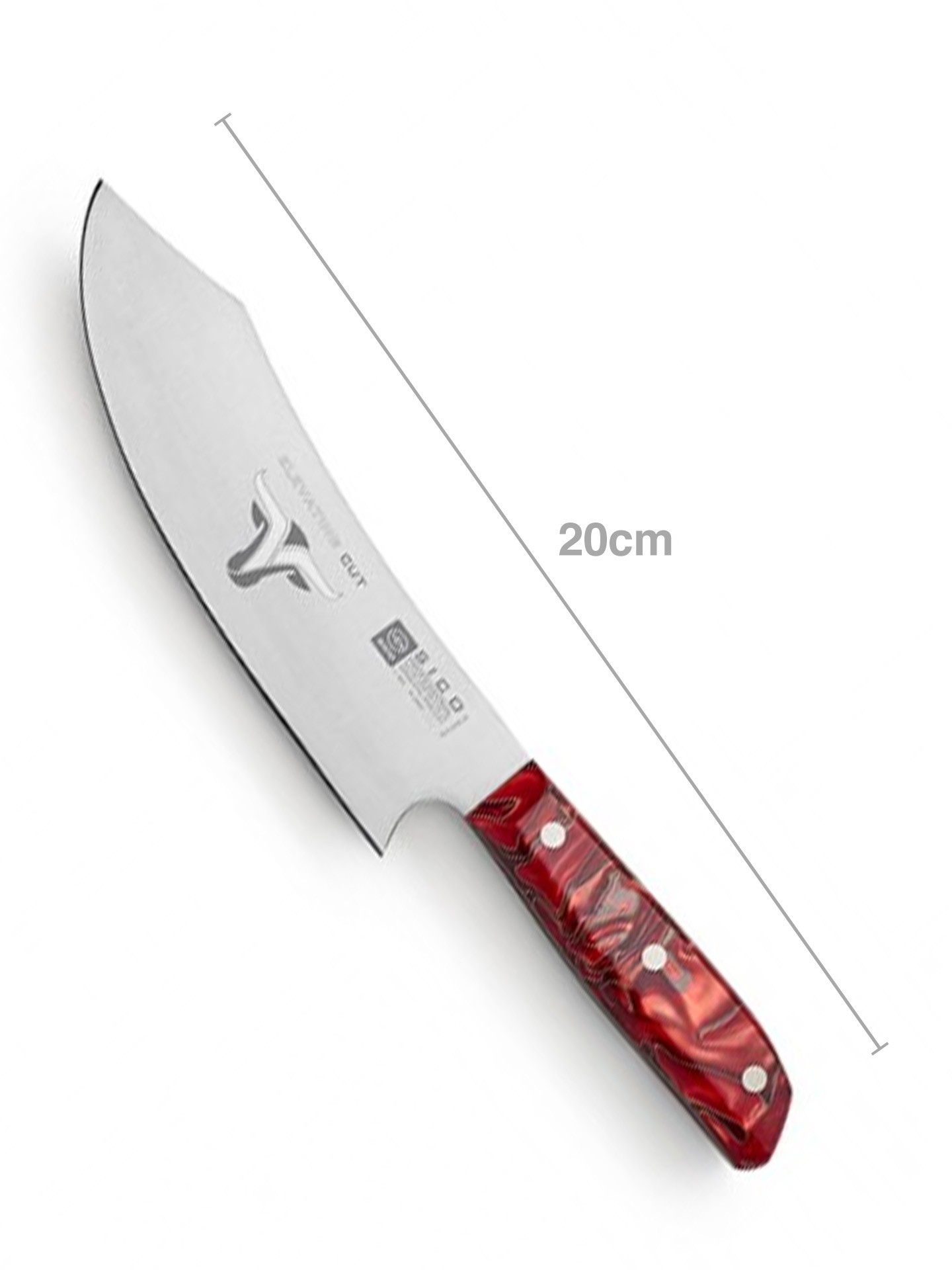 Faca Chefe Cabo Acrílico Sico Efeito Mármore Vermelho 20cm