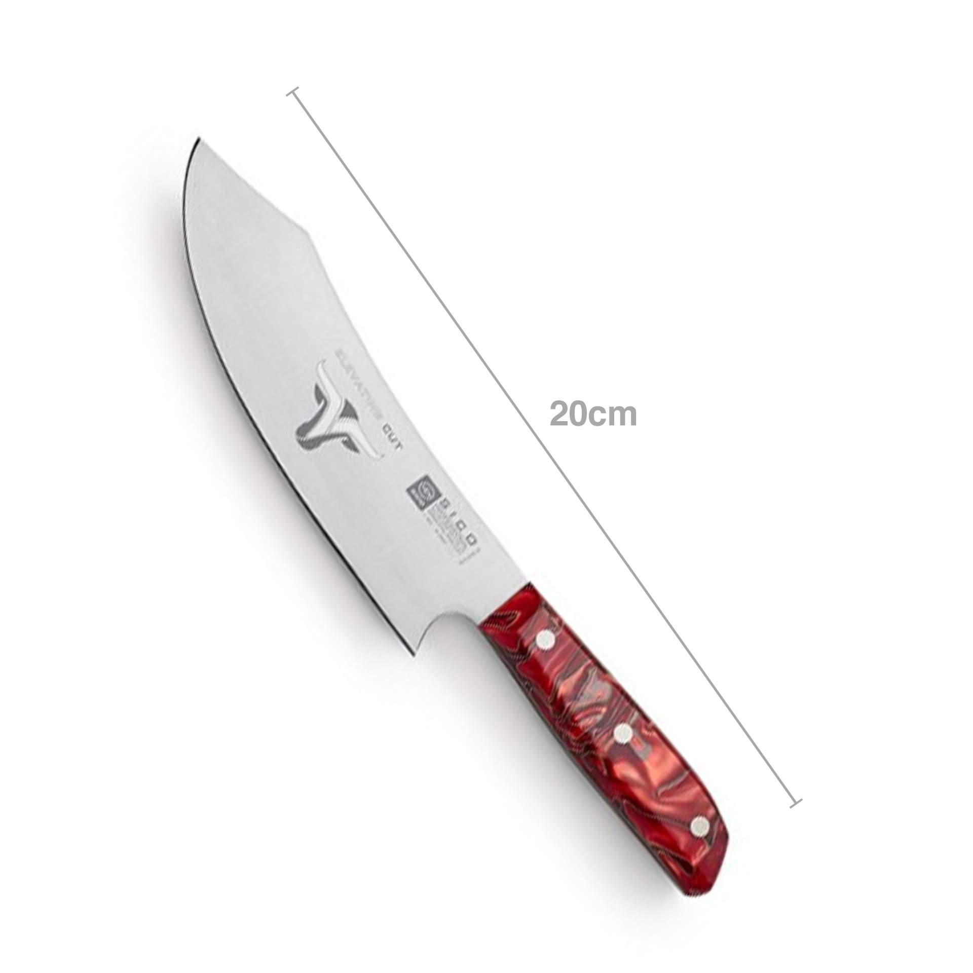 Faca Chefe Cabo Acrílico Sico Efeito Mármore Vermelho 20cm