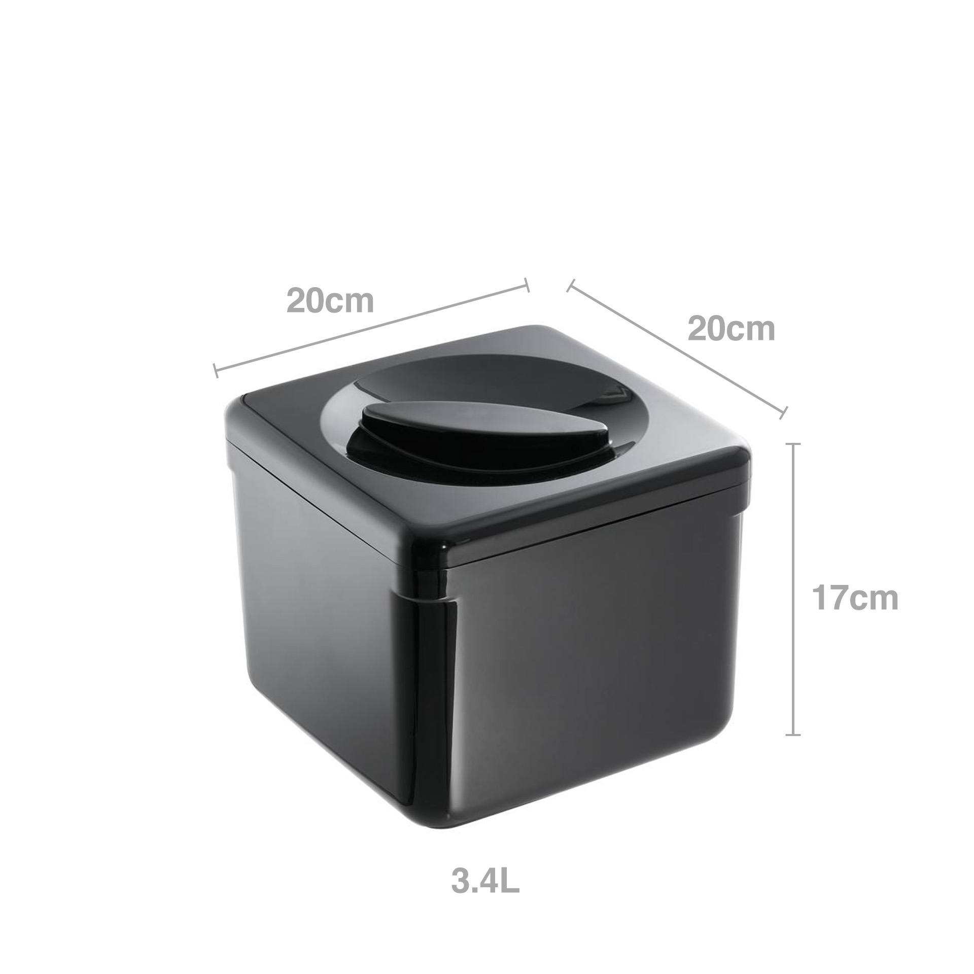 Balde Gelo Polipropileno Parede Dupla Preto 20X20X17cm