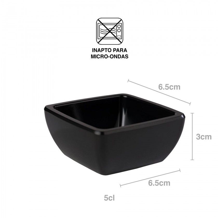 Taça Molho Friendly Quadrado Preto 5cl 6.5X6.5X3cm Taça Molho Friendly Quadrado Preto 5cl 6.5X6.5X3cm