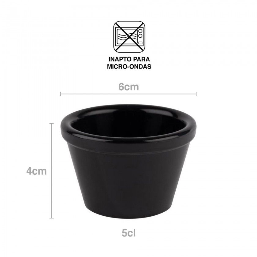 Taça Molho Friendly Redondo Preto 5cl 6X4cm Taça Molho Friendly Redondo Preto 5cl 6X4cm