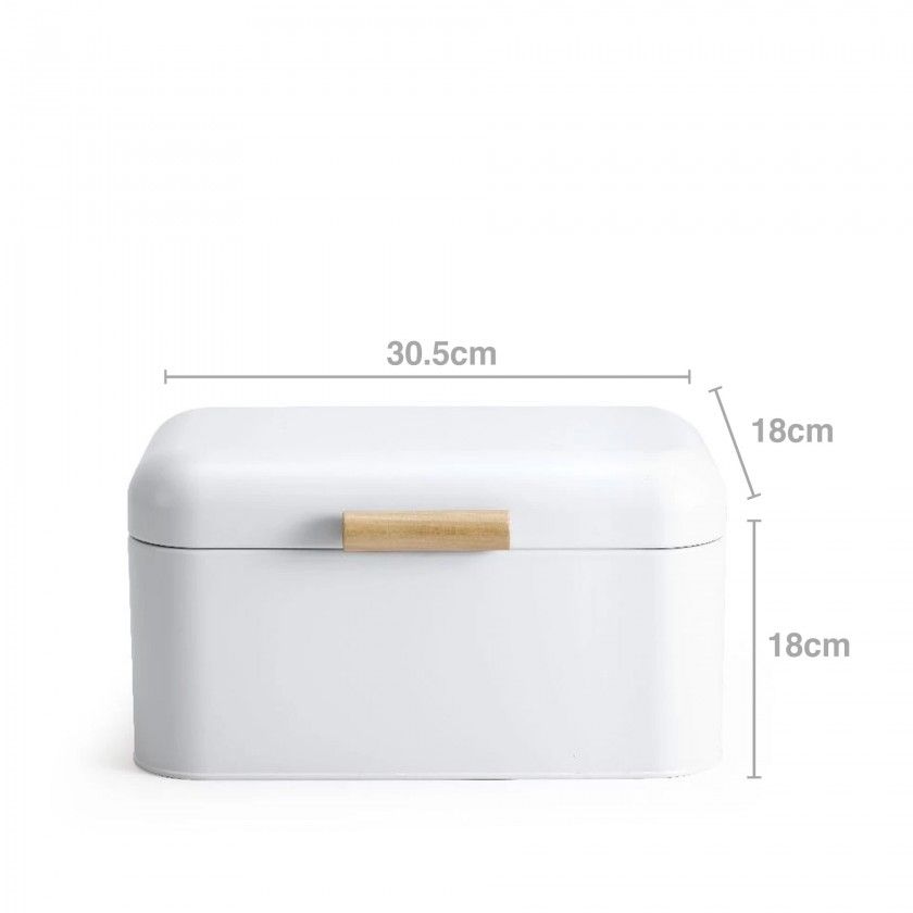 Caixa Pão Metal Retro Branco 30.5X18X18cm Caixa Pão Metal Retro Branco 30.5X18X18cm