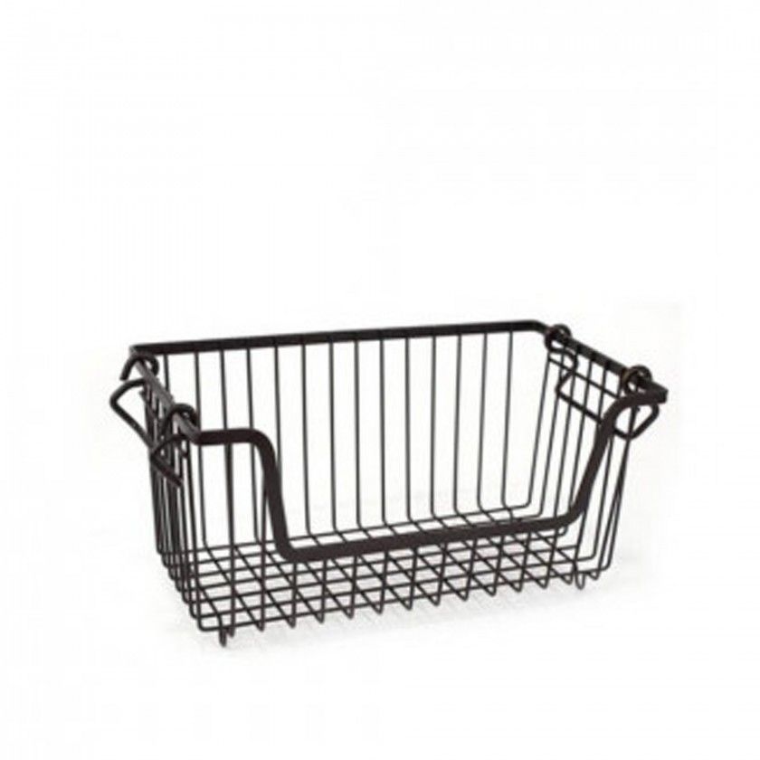 Cesto Organizador Empilhvel com Asas Preto 39.5X27X23cm