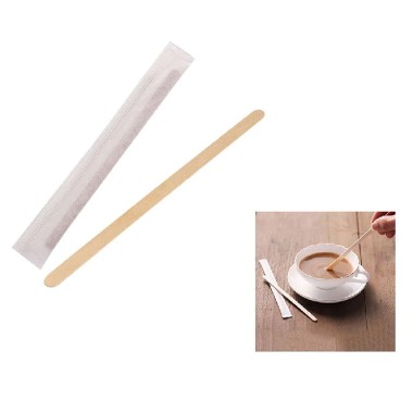 Palheta Café Madeira Biodegradável Embalado 0.5X11cm Pack 50