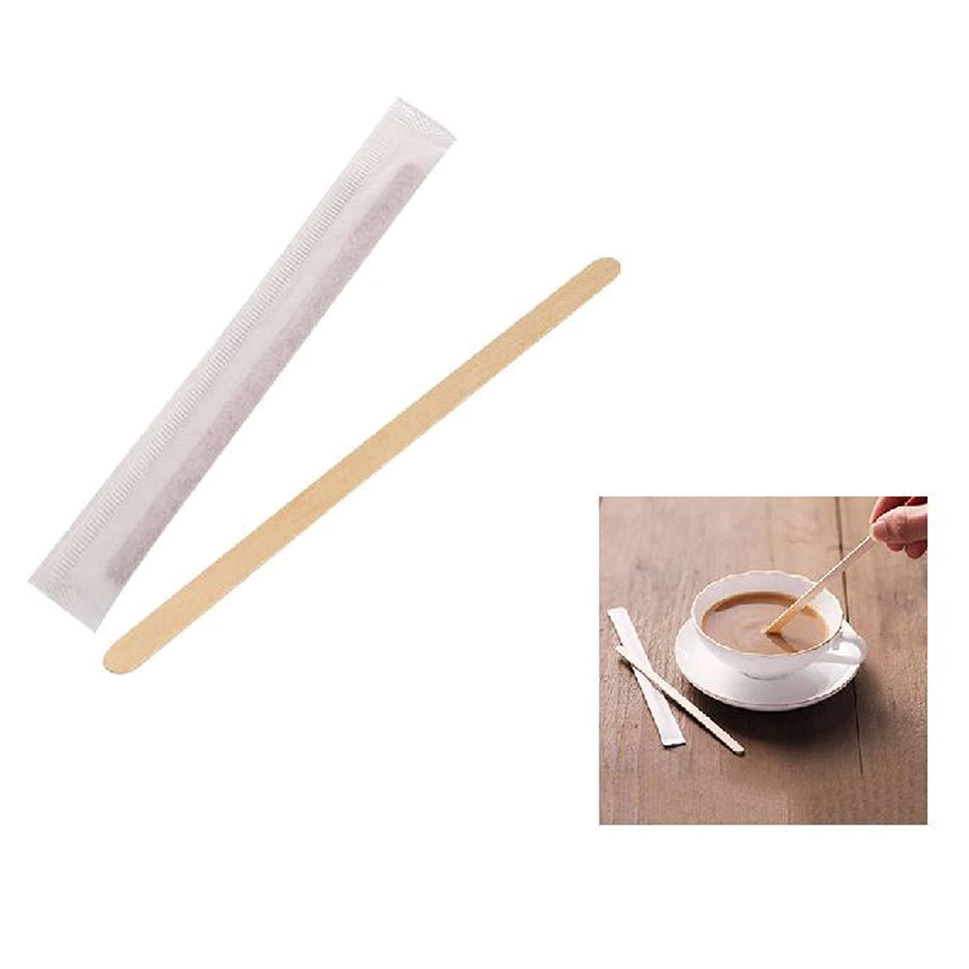 Palheta Café Madeira Biodegradável Embalado 0.5X11cm Pack 50