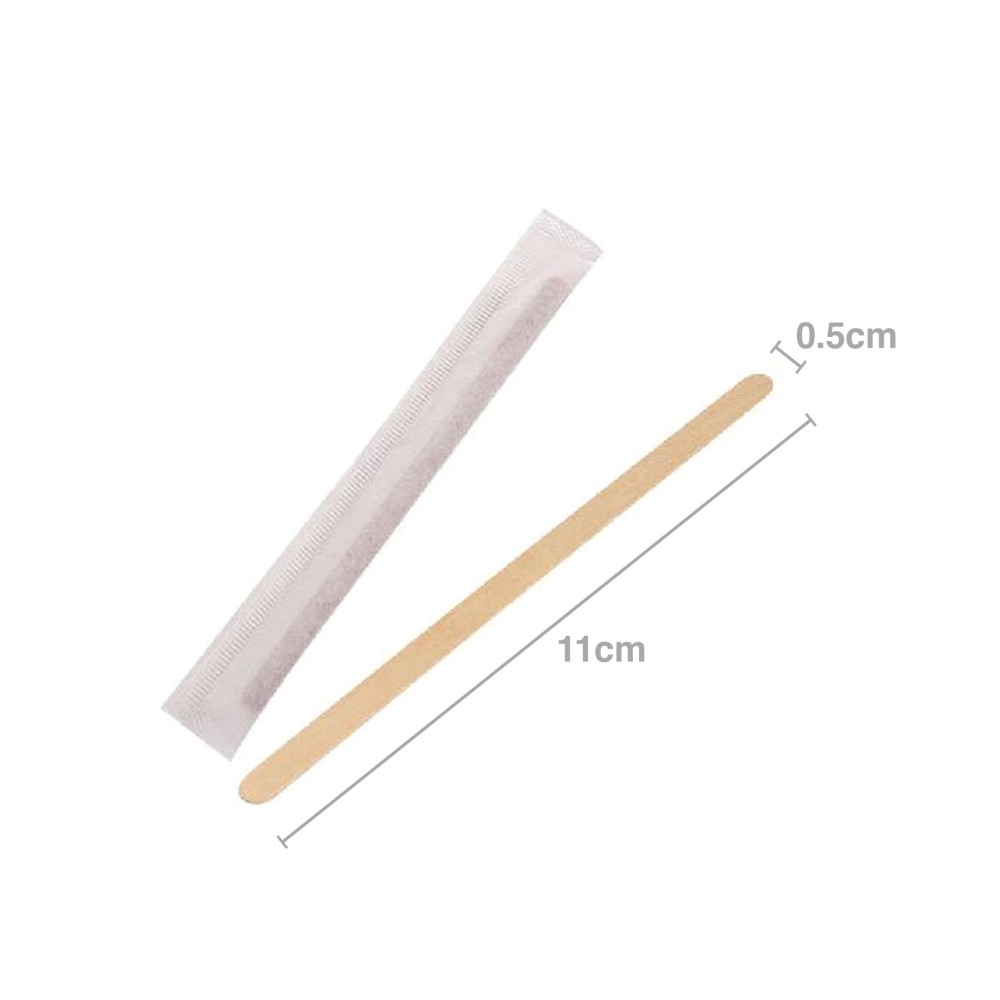 Palheta Café Madeira Biodegradável Embalado 0.5X11cm Pack 50