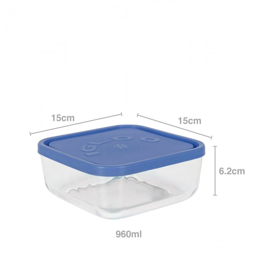 Caixa Hermtica Vidro Igloo Quadrado 960ml 15X15X6.2cm