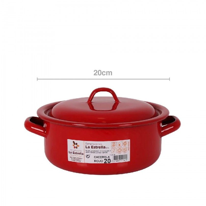 Caarola Esmalte com Tampa Vermelho 20cm