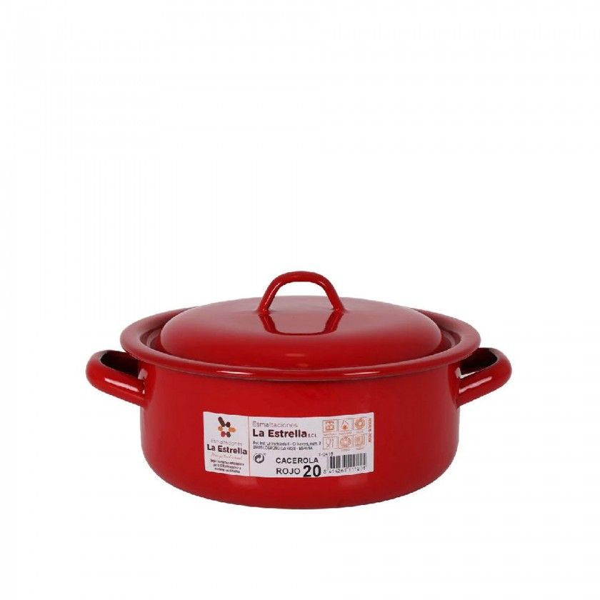 Caarola Esmalte com Tampa Vermelho 20cm