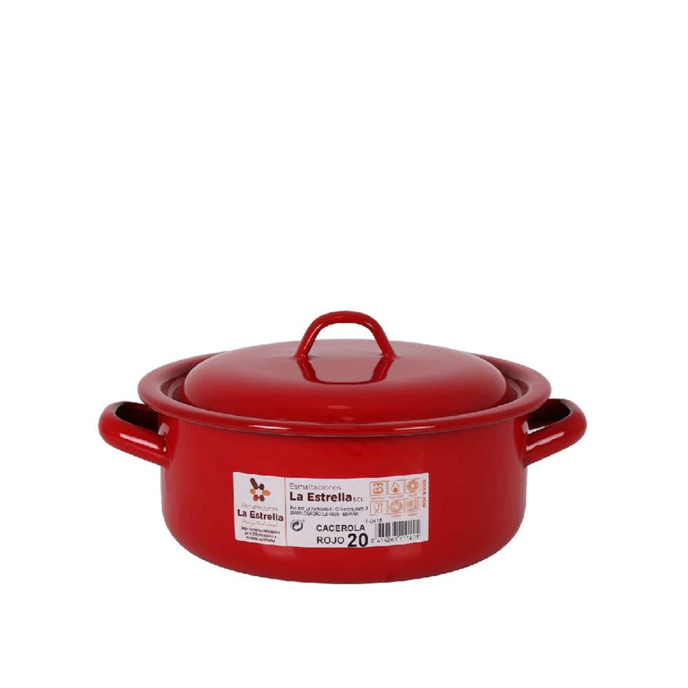 Caçarola Esmalte com Tampa Vermelho 20cm