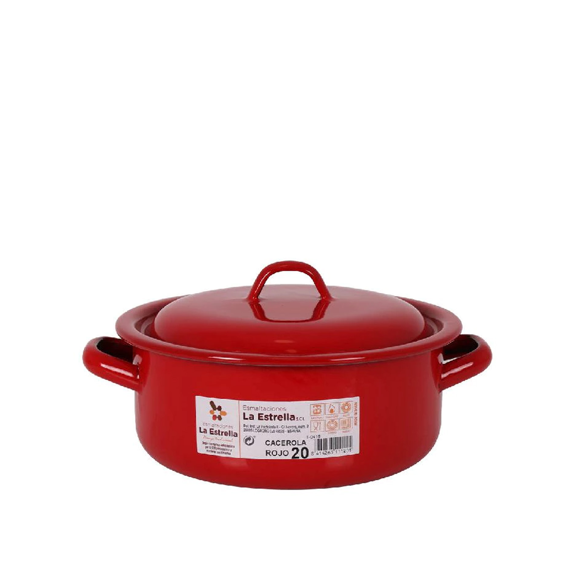 Caçarola Esmalte com Tampa Vermelho 20cm