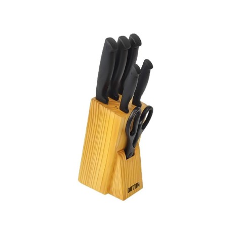Conjunto 5 Facas Nero com Tesoura + Cepo Madeira 8.5X13X21.5cm - Image product