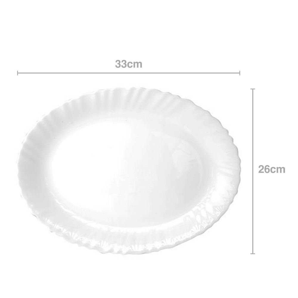 Travessa Vidro Opaco Feston Oval Branco 33X26cm