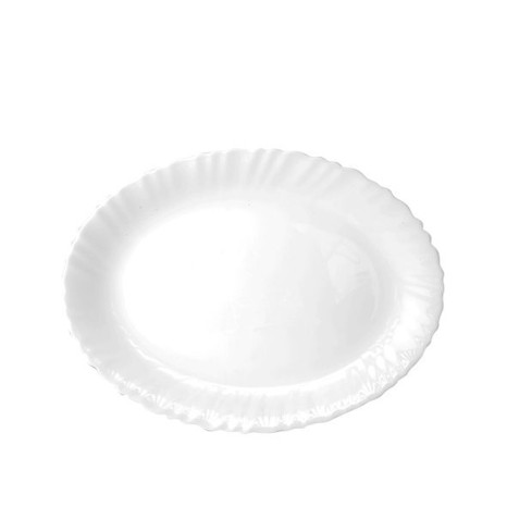 Travessa Vidro Opaco Feston Oval Branco 33X26cm - Image product