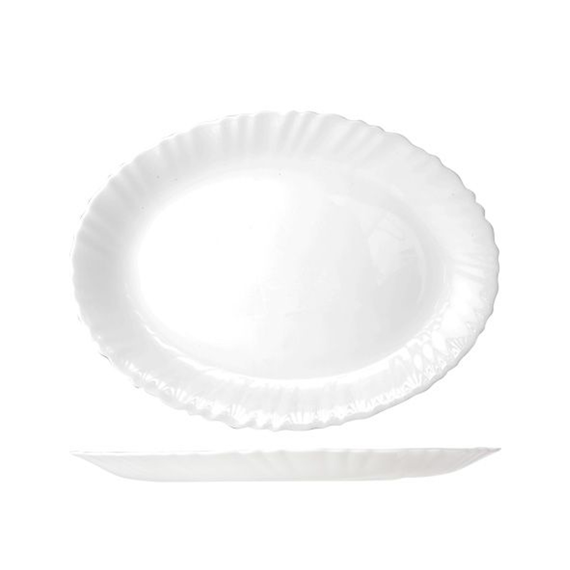 Travessa Vidro Opaco Feston Oval Branco 33X26cm