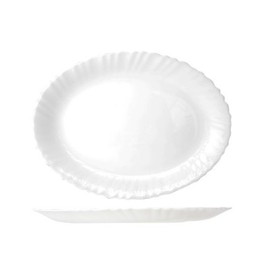 Travessa Vidro Opaco Feston Oval Branco 33X26cm
