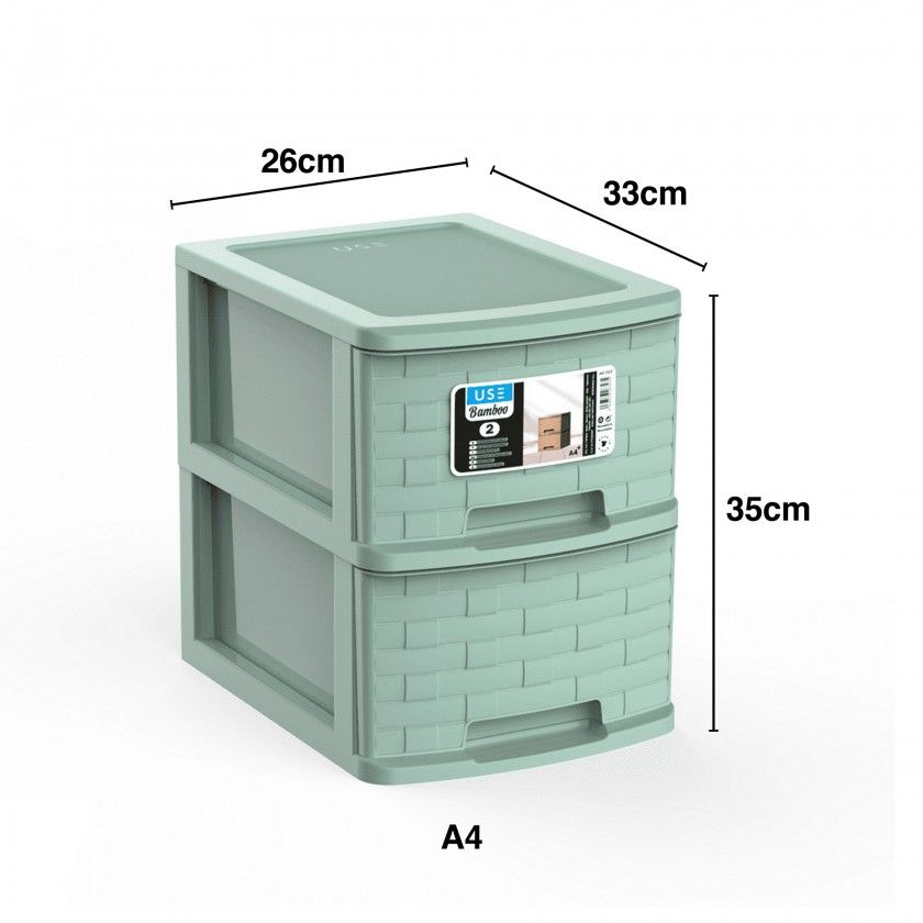 Caixa Organizadora Bamboo A4 2 Gavetas 35X26X33cm Caixa Organizadora Bamboo A4 2 Gavetas 35X26X33cm