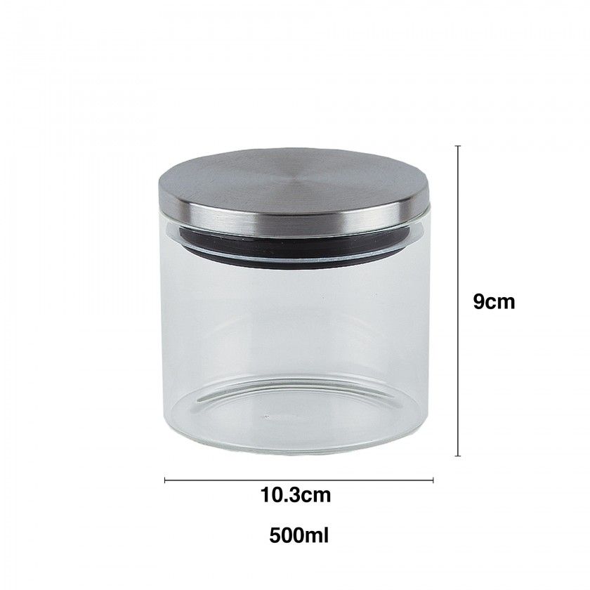 Frasco Vidro Tampa Metal 500ml 10.3X9cm Frasco Vidro Tampa Metal 500ml 10.3X9cm