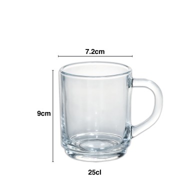 Caneca Vidro Redondo 250ml 7.2X9cm