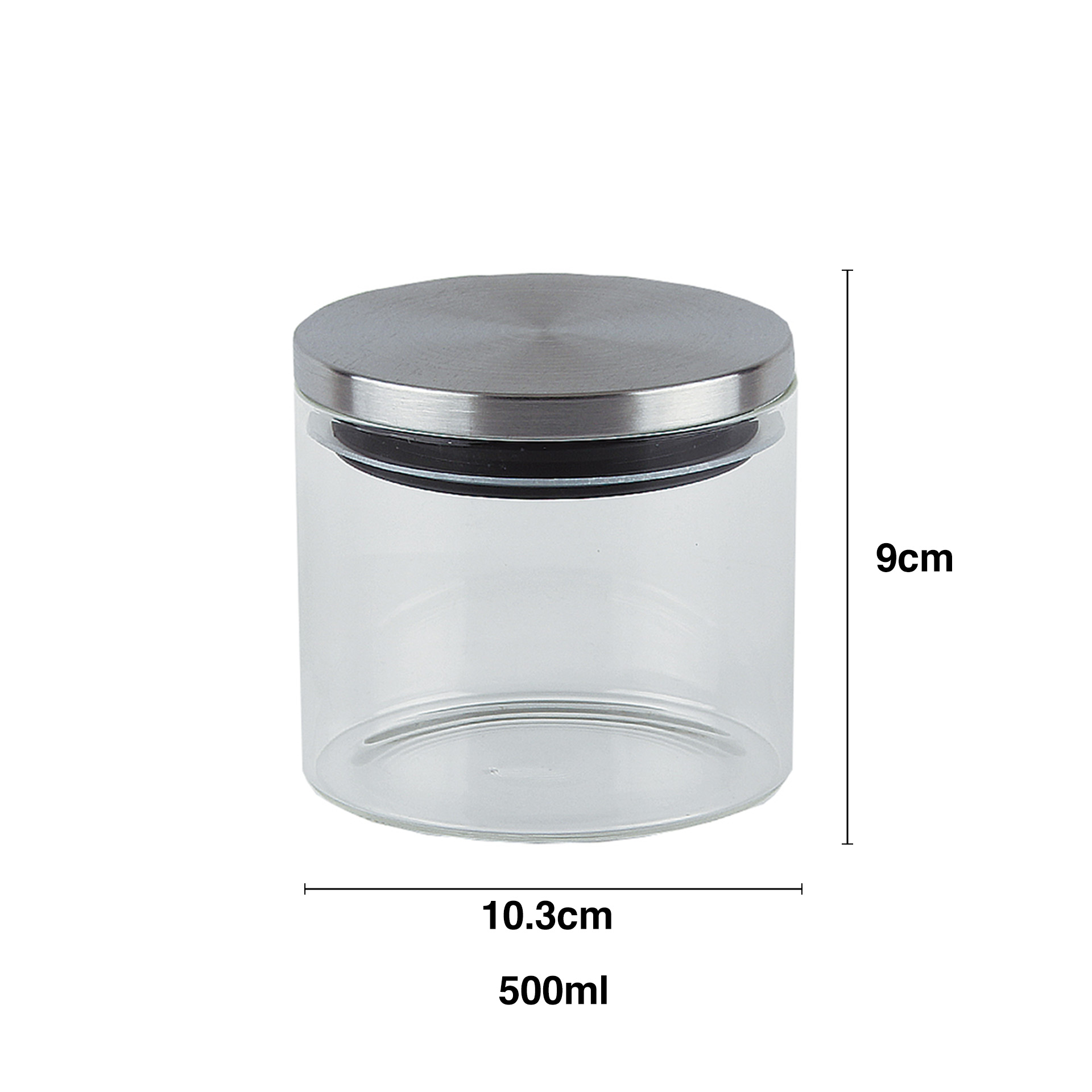 Frasco Vidro Tampa Metal 500ml 10.3X9cm