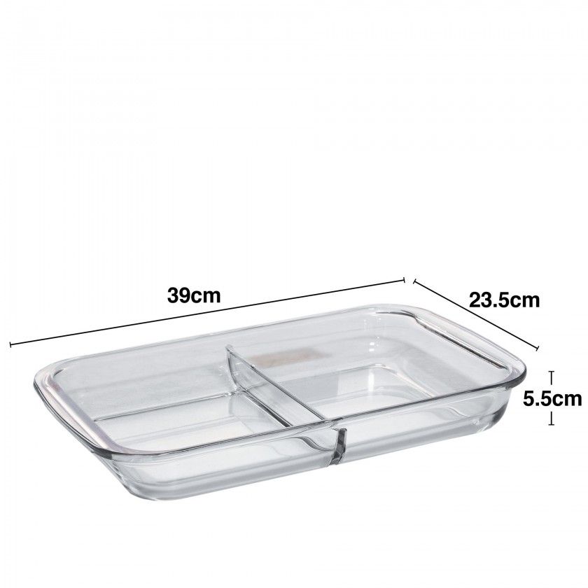 Assadeira Vidro com Divisria 39X23.5X5.5cm