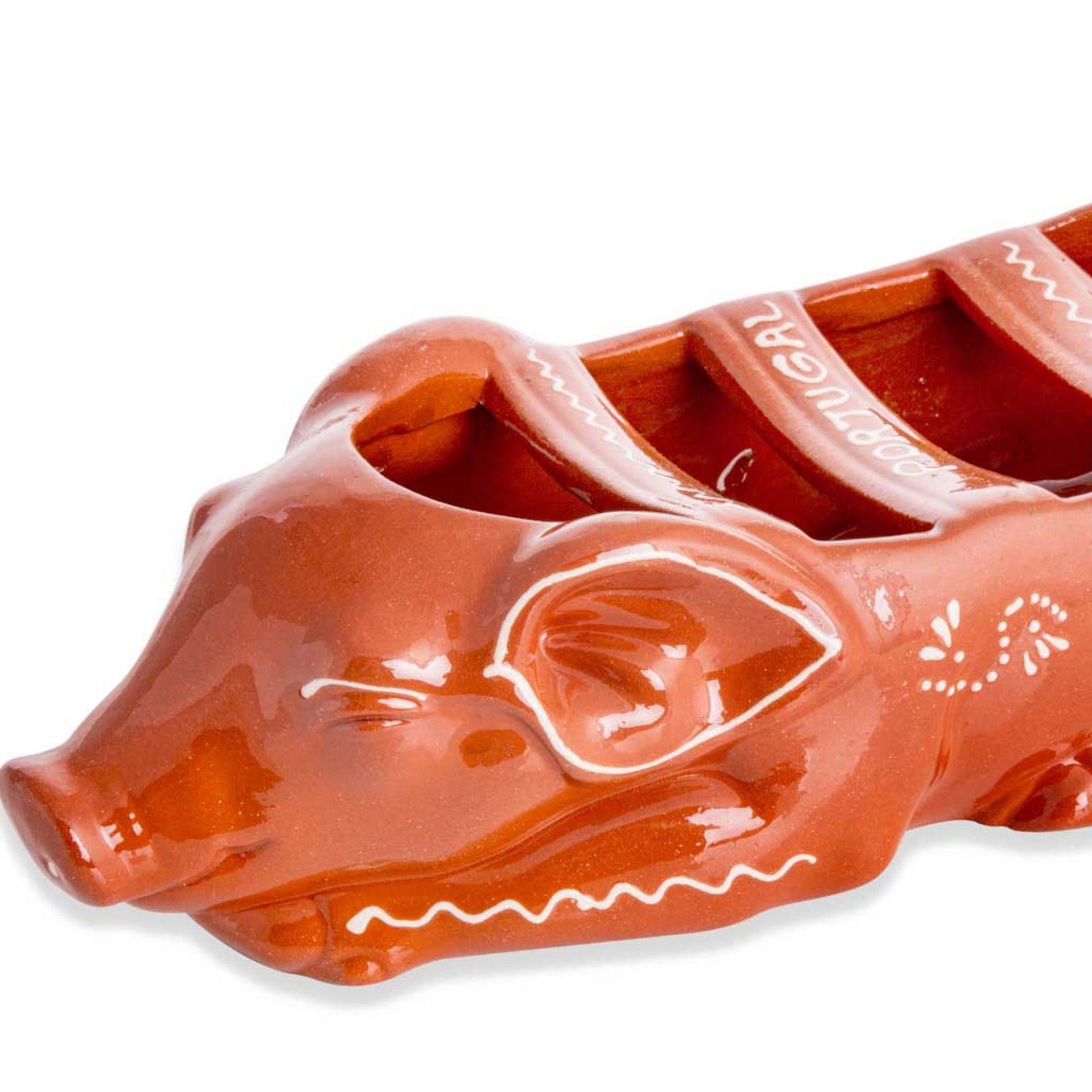 Assador Chouriços Barro Regional Porco Dormir 30.5cm