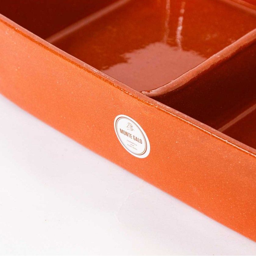 Assadeira Barro Liso Dividida N.2 33X23.5X7.5cm