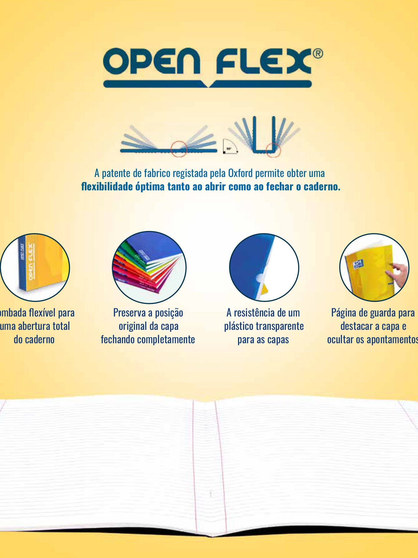 Caderno Agrafado Oxford Openflex A4 48 Folhas Pautado Preto