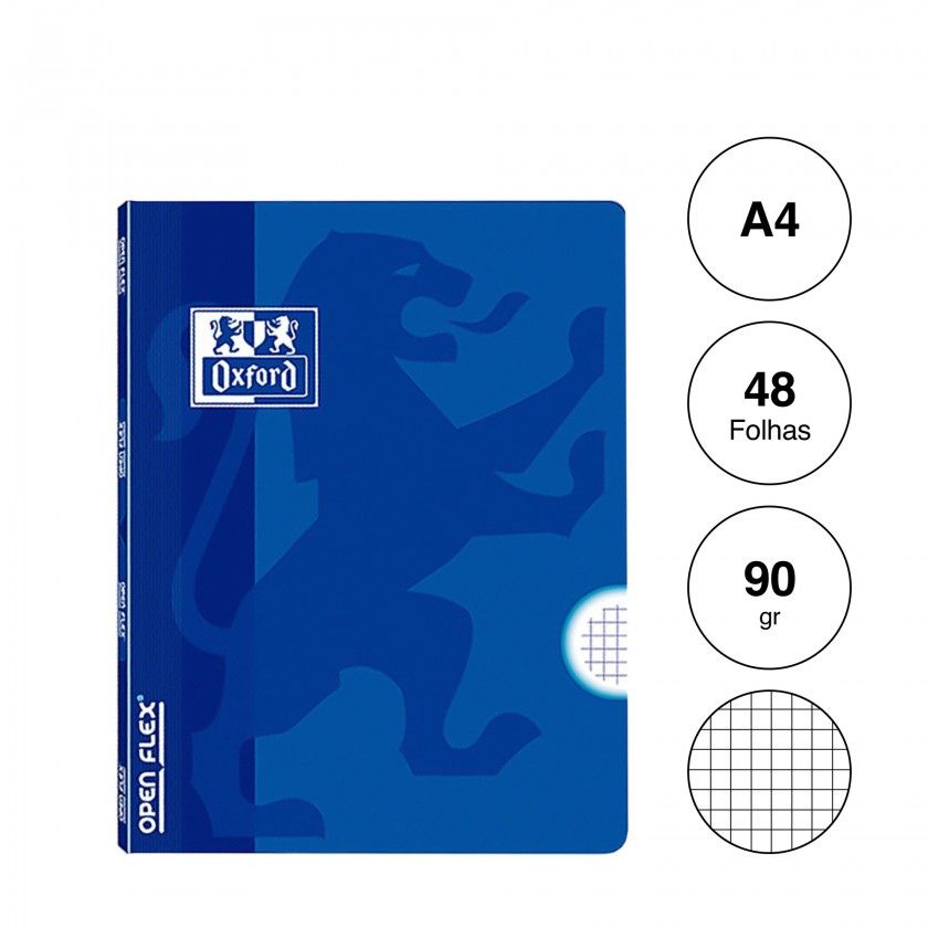 Caderno Agrafado Oxford Openflex A4 48 Folhas Quadriculado Cor Viva Caderno Agrafado Oxford Openflex A4 48 Folhas Quadriculado Cor Viva