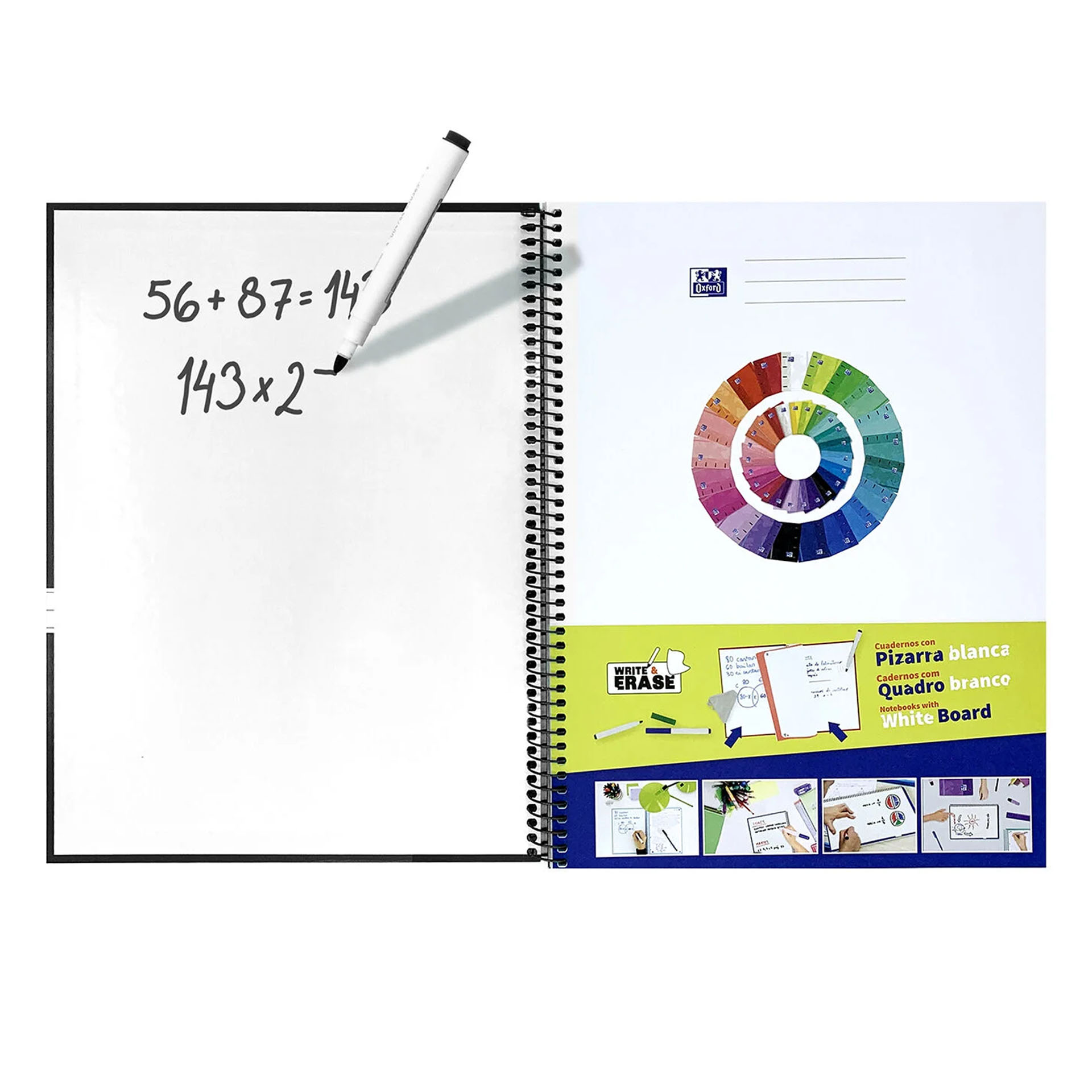 Caderno Espiral Capa Dura Oxford School A4 80 Folhas Pautado Cor viva