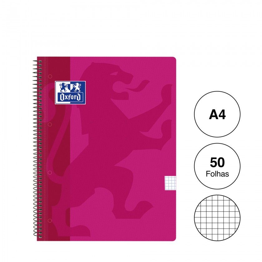 Caderno Espiral Capa Plástico Oxford Espiralflex A4 50 Folhas Quadriculado Cor Viva Caderno Espiral Capa Plástico Oxford Espiralflex A4 50 Folhas Quadriculado Cor Viva