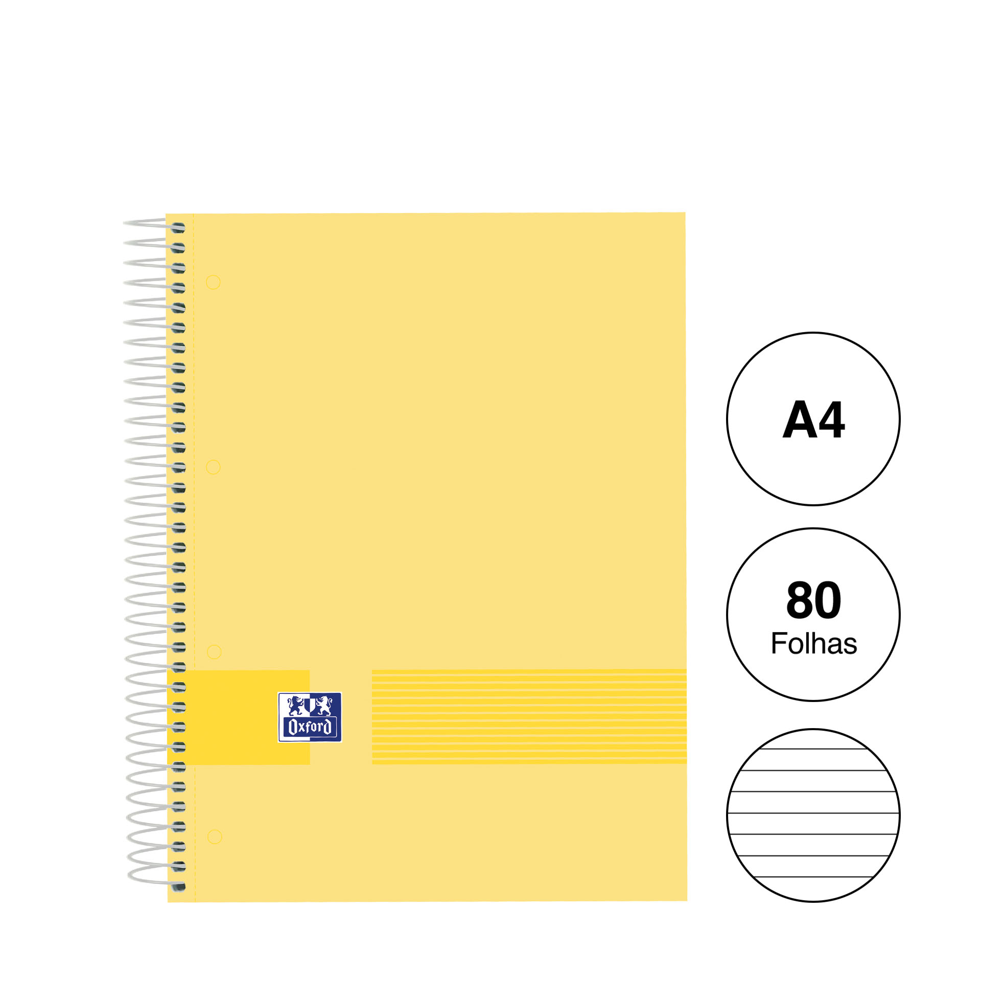 Caderno Espiral Capa Dura Oxford&You A4 80 Folhas Pautado Pastel