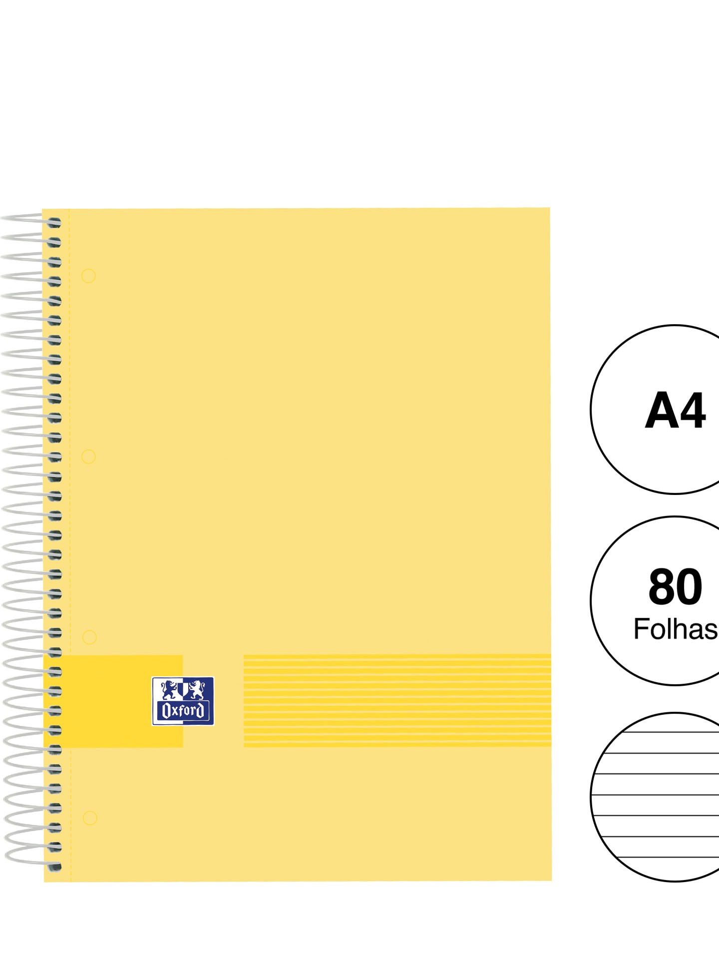 Caderno Espiral Capa Dura Oxford&You A4 80 Folhas Pautado Pastel