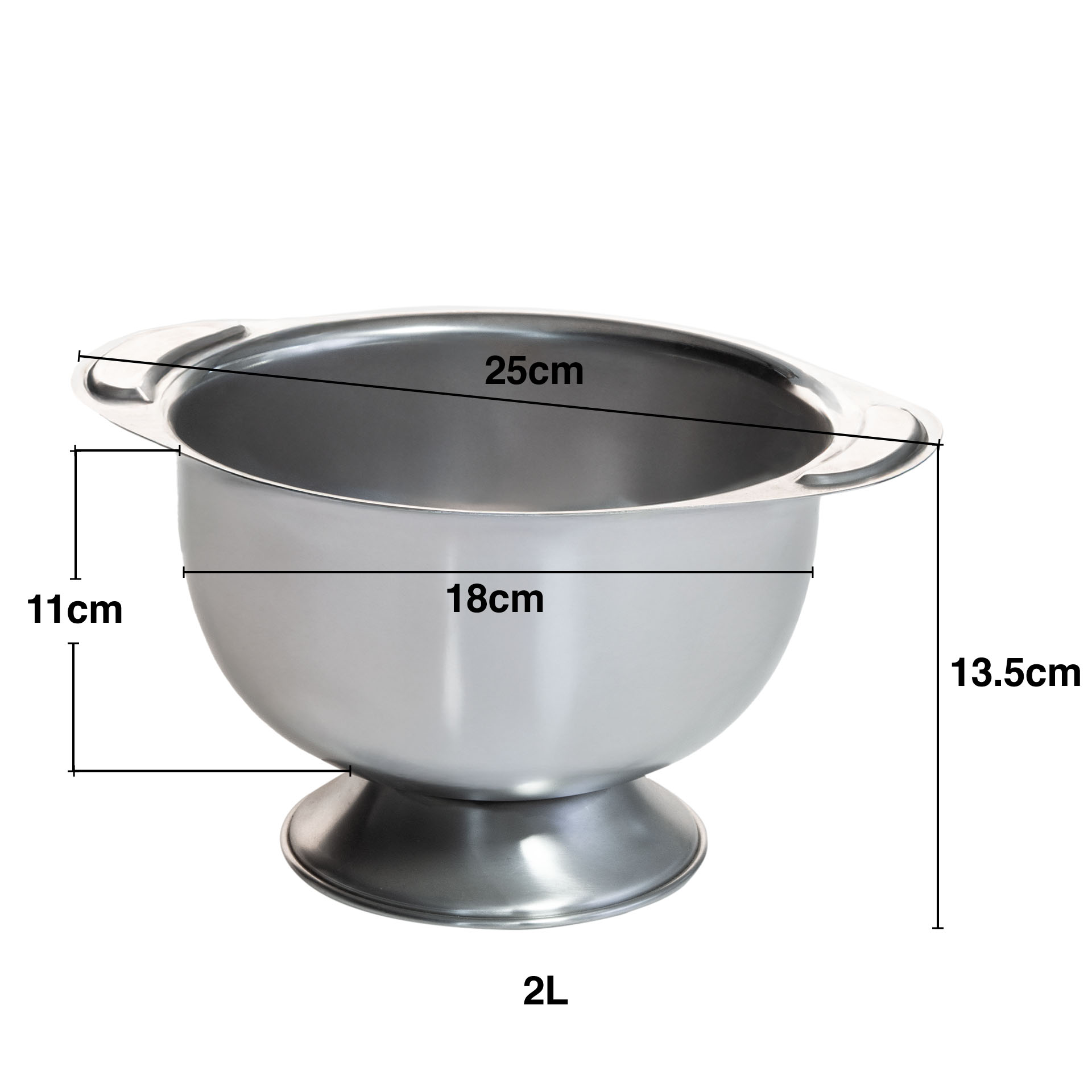 Terrina Inox Grand Gourmet com Pé sem Tampa 2L 18X11cm