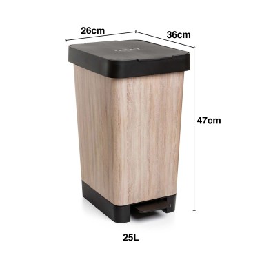 Balde Lixo com Pedal Smart Decorado 25L 26X36X47cm