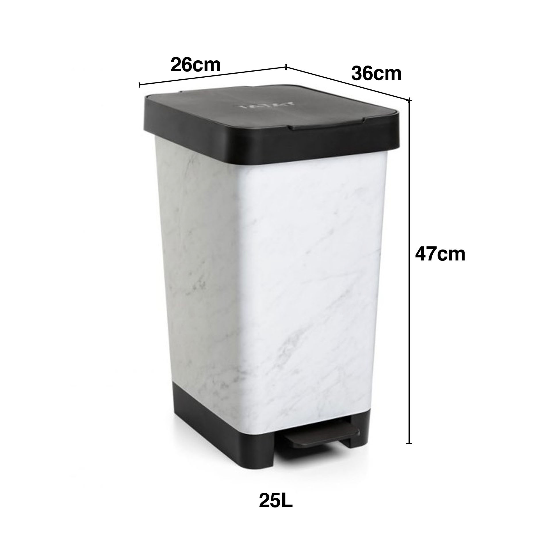 Balde Lixo com Pedal Smart Decorado 25L 26X36X47cm