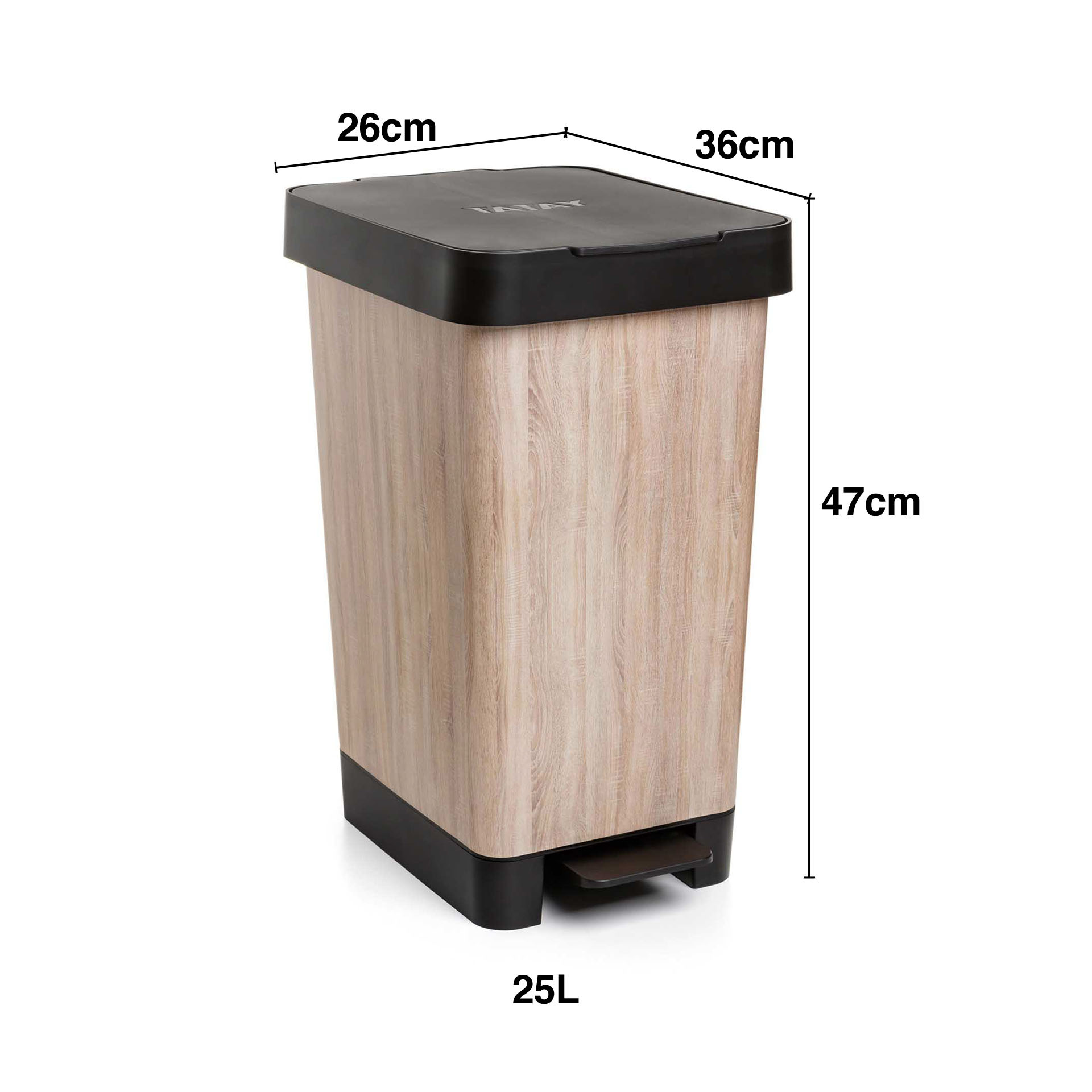 Balde Lixo com Pedal Smart Decorado 25L 26X36X47cm