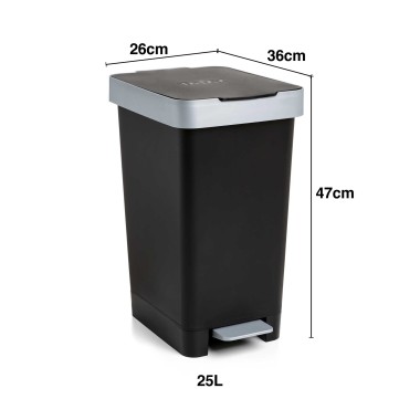 Balde Lixo com Pedal Smart Cor Sólida 25L 26X36X47cm