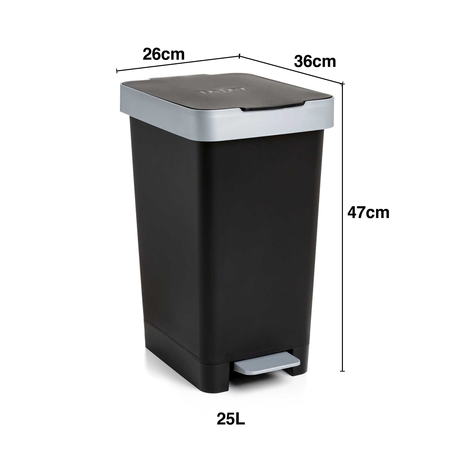 Balde Lixo com Pedal Smart Cor Sólida 25L 26X36X47cm