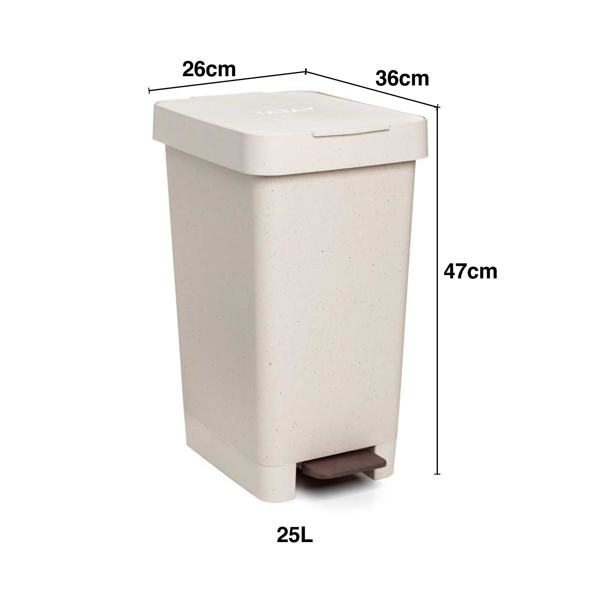 Balde Lixo com Pedal Smart Cor Sólida 25L 26X36X47cm