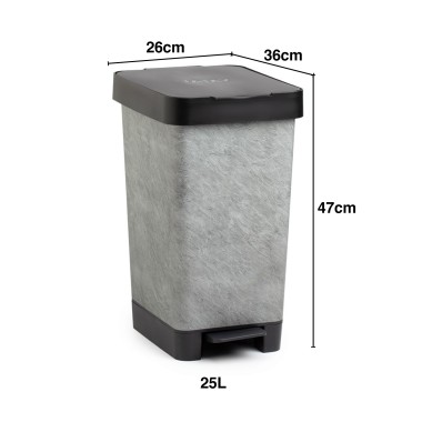 Balde Lixo com Pedal Smart Decorado 25L 26X36X47cm