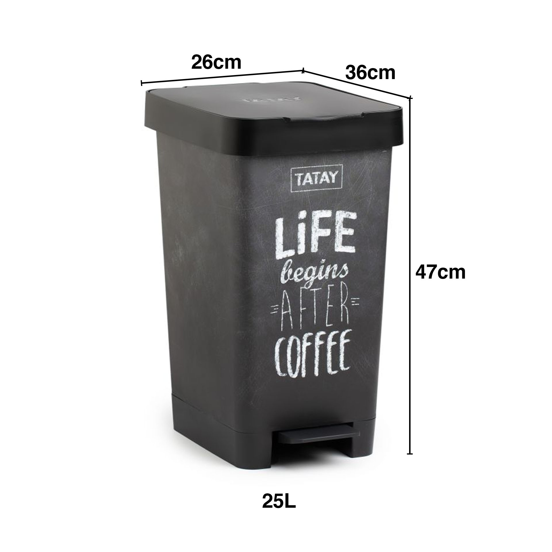 Balde Lixo com Pedal Smart Decorado 25L 26X36X47cm