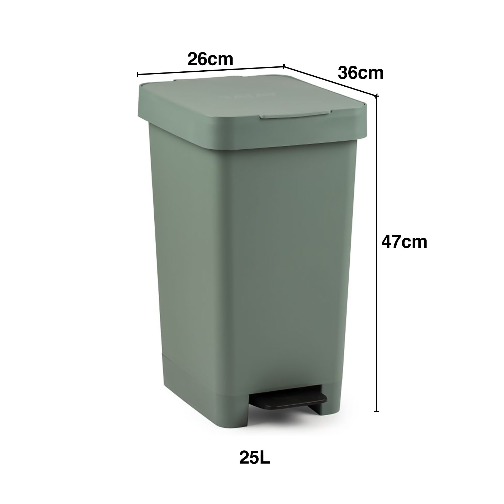 Balde Lixo com Pedal Smart Cor Sólida 25L 26X36X47cm