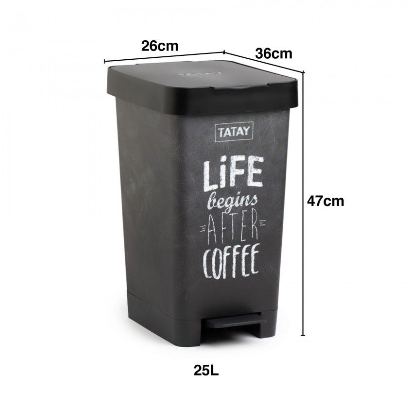 Balde Lixo com Pedal Smart Decorado 25L 26X36X47cm