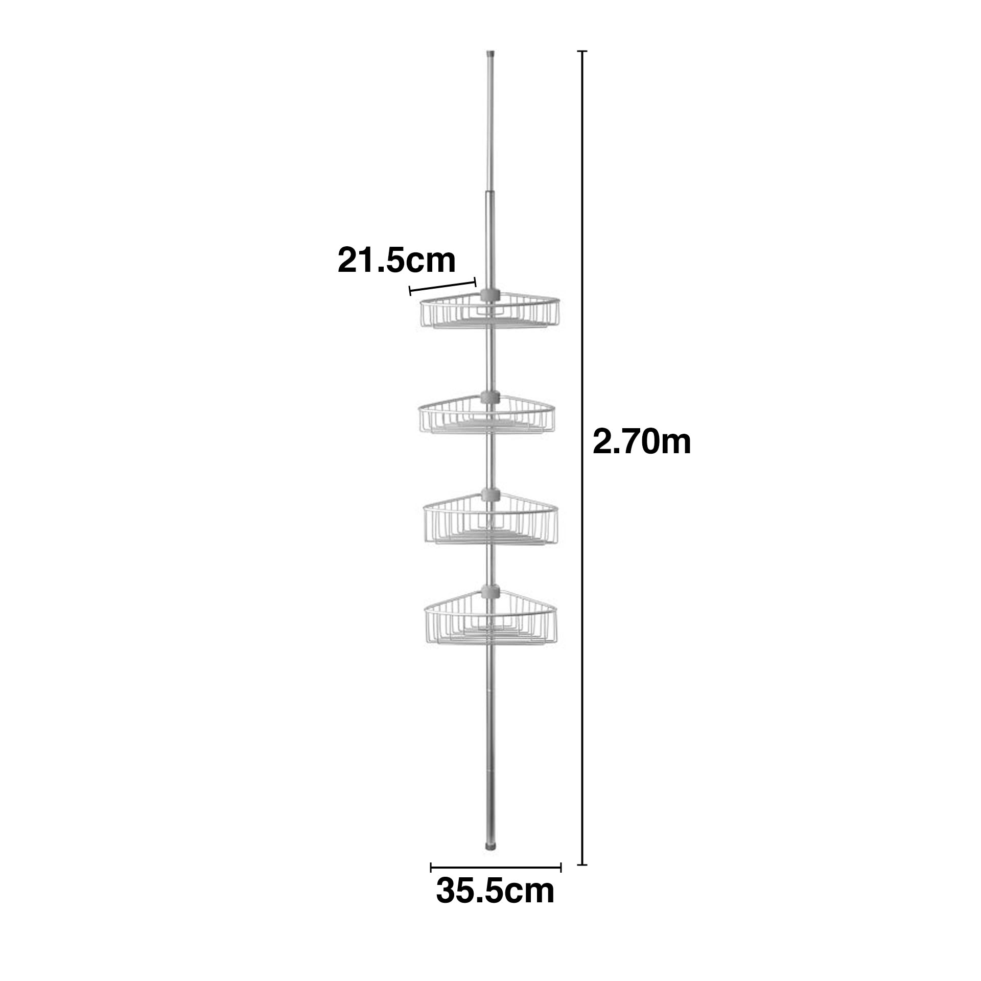Barra Telescópica Alumínio 4 Cestos WC 35.5X21.5X270cm