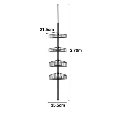 Barra Telescópica Alumínio 4 Cestos WC 35.5X21.5X270cm