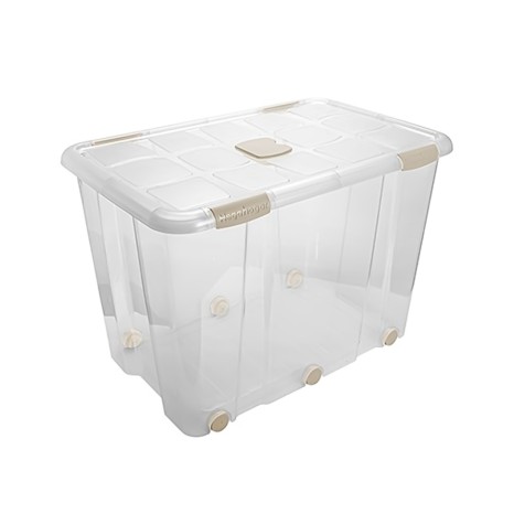 Caixa Arrumos New Box com Fechos e Rodas Incolor / Bege - Image product