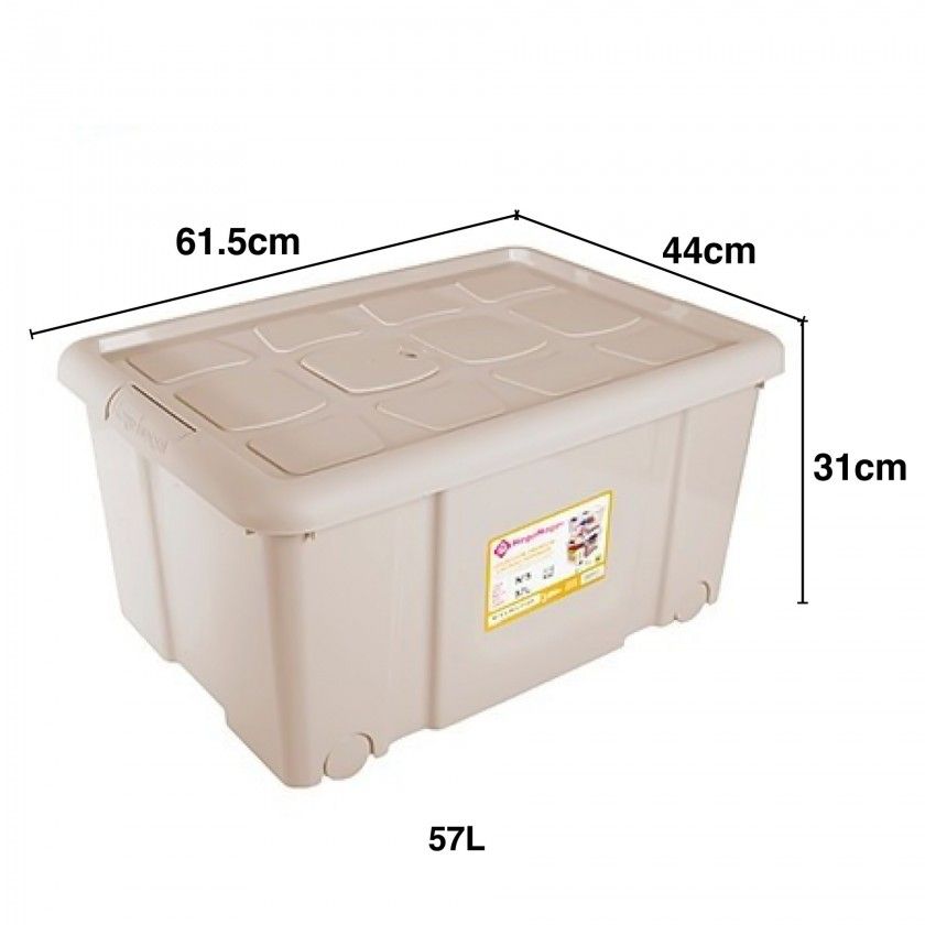 Caixa Arrumos New Box com Fechos e Rodas 57L 61.5X44X31cm